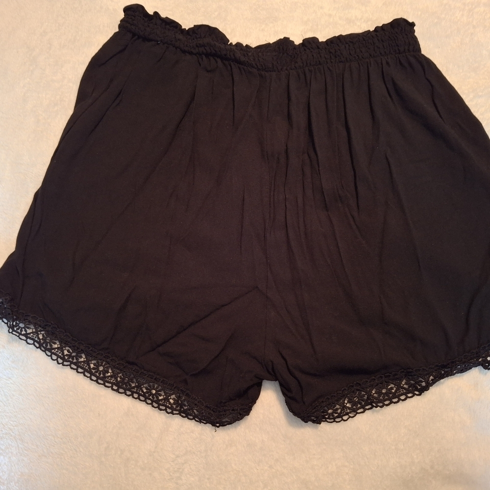 Women's Black Lace Trim Shorts